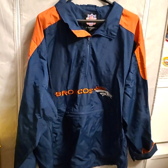 Denver Broncos Half Zip Pullover Windbreaker Jacket X-Large Vintage 1990's - Picture 1 of 7